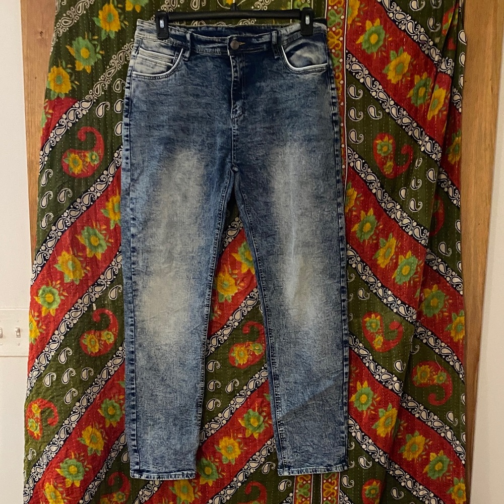 Men's Blue Acid Wash Skinny Jeans